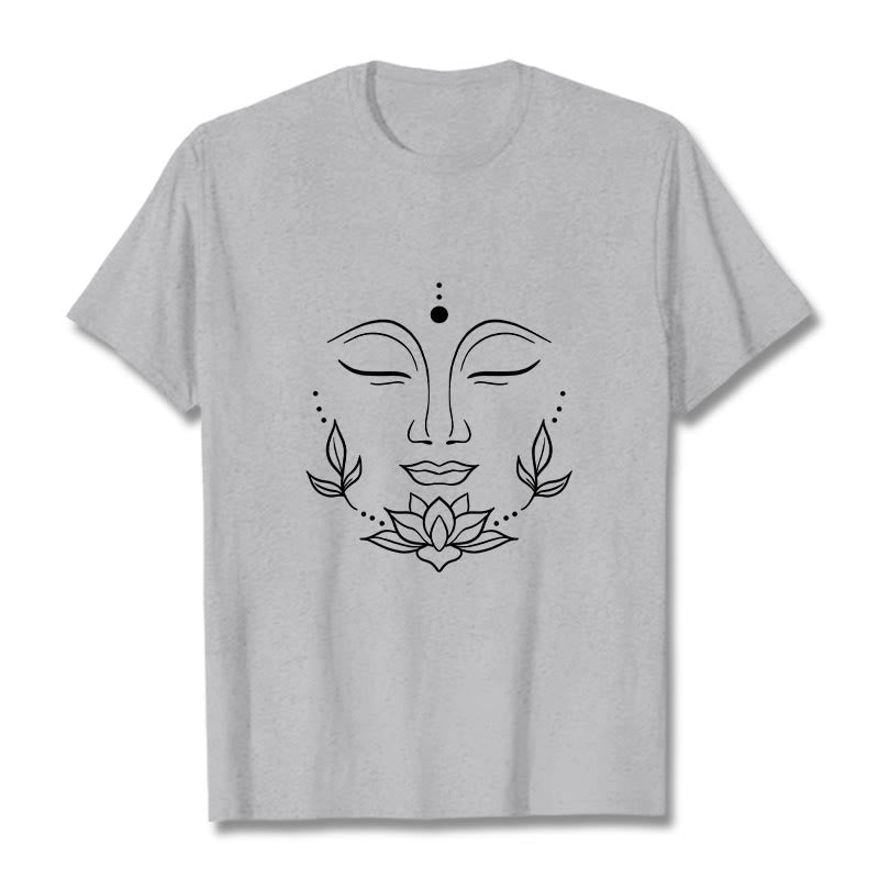 Koszulka z nadrukiem Buddha Stones , swobodny T-shirt z motywem kwiatu lotosu - Jasnoszary - 2XL - image 20