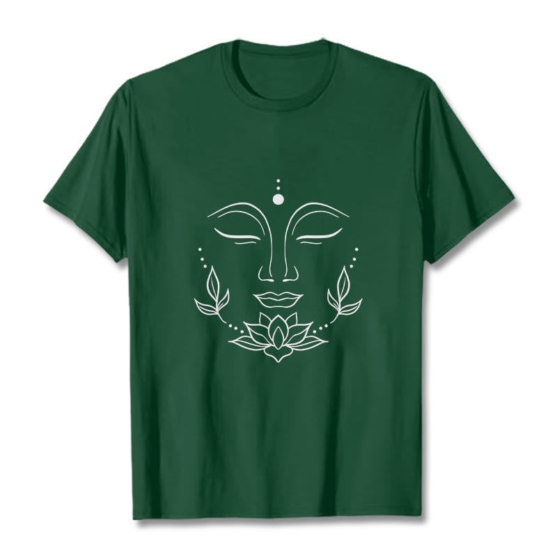 Koszulka z nadrukiem Buddha Stones , swobodny T-shirt z motywem kwiatu lotosu - ForestGreen - 2XL - image 11