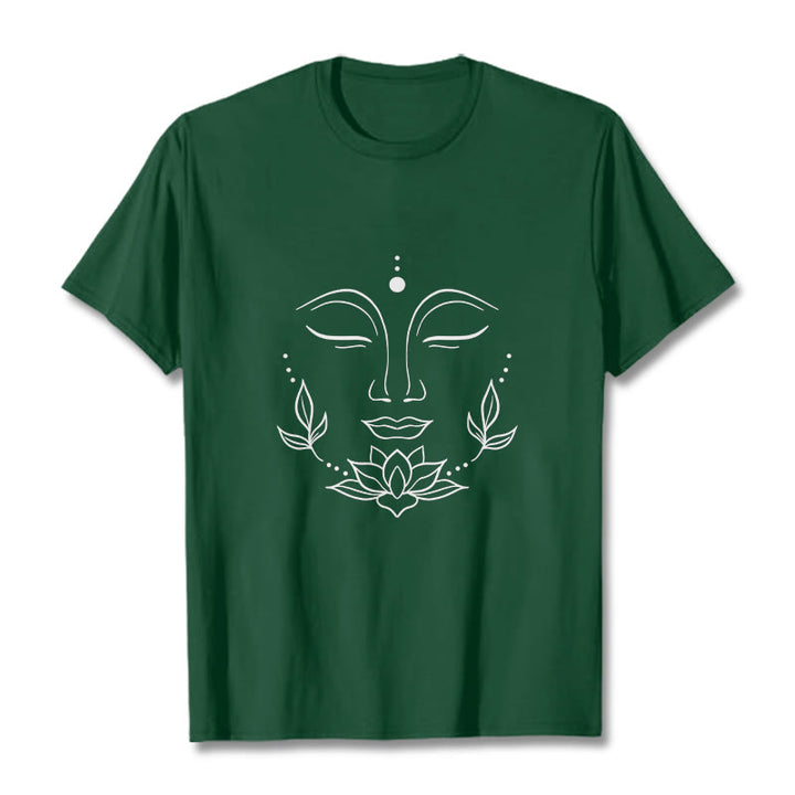 Koszulka z nadrukiem Buddha Stones , swobodny T-shirt z motywem kwiatu lotosu - ForestGreen - 2XL - image 11
