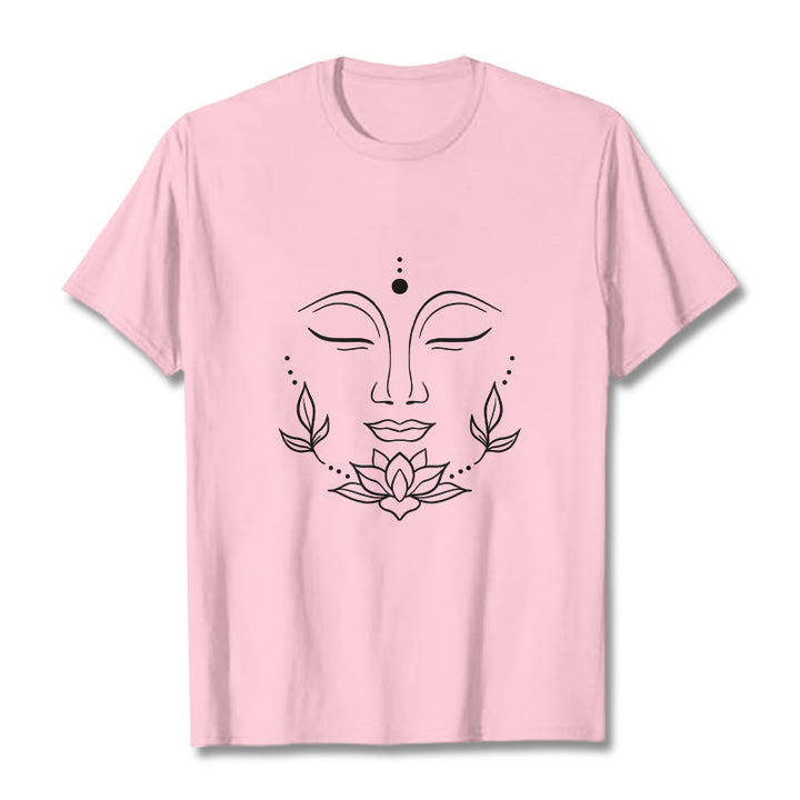 Koszulka z nadrukiem Buddha Stones , swobodny T-shirt z motywem kwiatu lotosu - Jasnoróżowy - 2XL - image 13