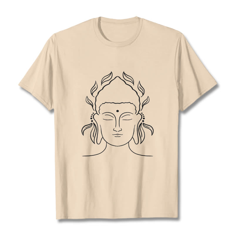 Koszulka z nadrukiem Buddha Stones, swobodny T-shirt z konturem Buddy i wzorem płatków lotosu - For - 2XL - image 9