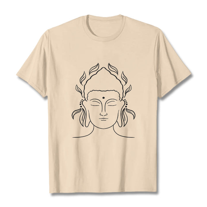 Koszulka z nadrukiem Buddha Stones, swobodny T-shirt z konturem Buddy i wzorem płatków lotosu - For - 2XL - image 9