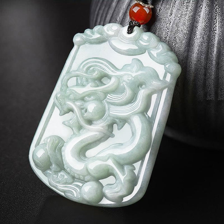 Buddha Stones Naturalny Jadeit 12 Chiński Zodiak Obfitość Amulet Wisiorek Naszyjnik - Smok - image 1