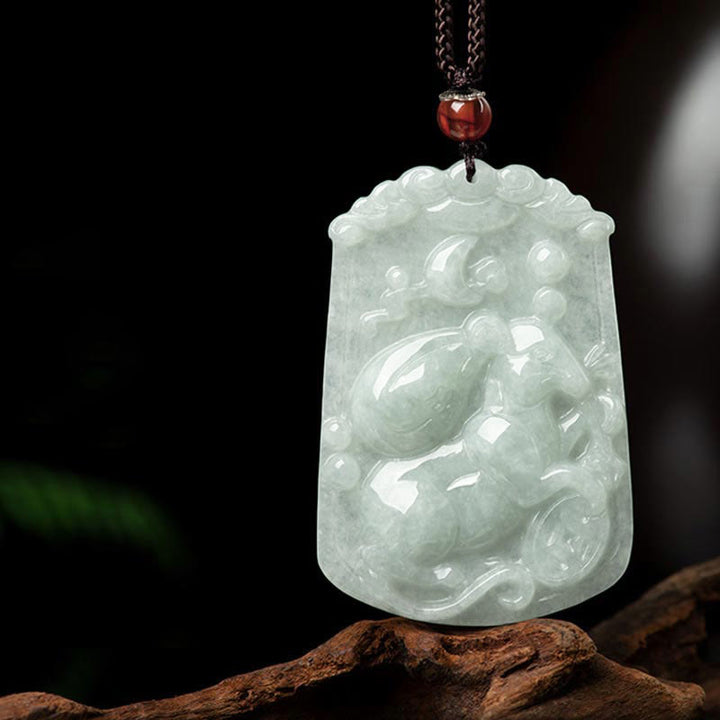 Buddha Stones Naturalny Jadeit 12 Chiński Zodiak Obfitość Amulet Wisiorek Naszyjnik - Szczur - image 11