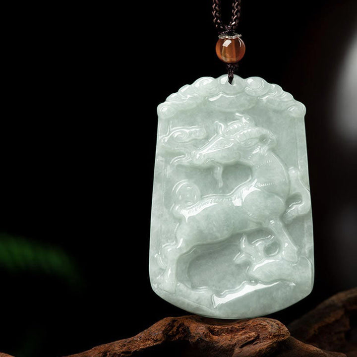 Buddha Stones Naturalny Jadeit 12 Chiński Zodiak Obfitość Amulet Wisiorek Naszyjnik - Koza - image 21