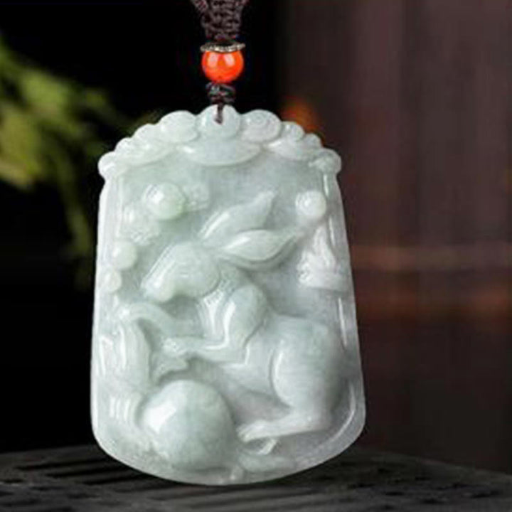 Buddha Stones Naturalny Jadeit 12 Chiński Zodiak Obfitość Amulet Wisiorek Naszyjnik - image 17