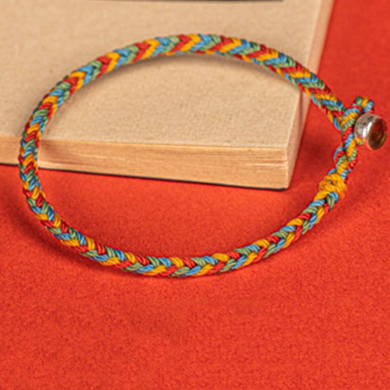 Bransoletka pleciona z kolorowych sznurków z Buddha Stones, 925 srebro próby 925, węzeł pokoju, ośmionitkowa, szczęście - image 4