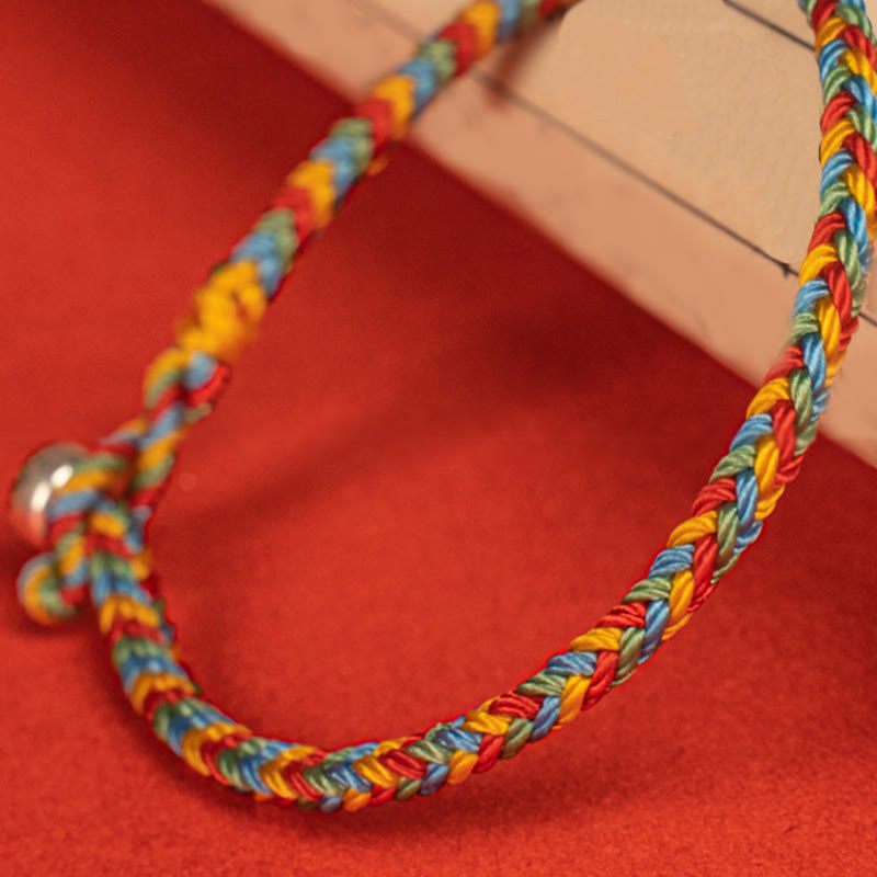 Bransoletka pleciona z kolorowych sznurków z Buddha Stones, 925 srebro próby 925, węzeł pokoju, ośmionitkowa, szczęście - image 9