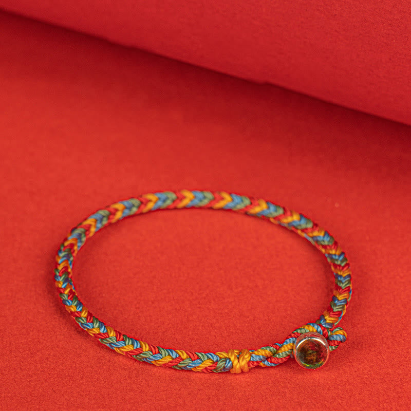 Bransoletka pleciona z kolorowych sznurków z Buddha Stones, 925 srebro próby 925, węzeł pokoju, ośmionitkowa, szczęście - image 2