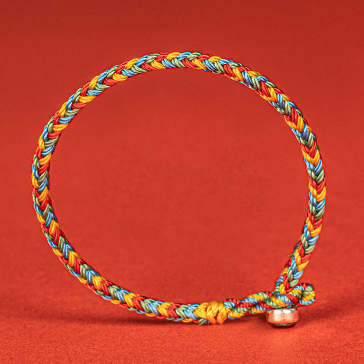 Bransoletka pleciona z kolorowych sznurków z Buddha Stones, 925 srebro próby 925, węzeł pokoju, ośmionitkowa, szczęście - image 3