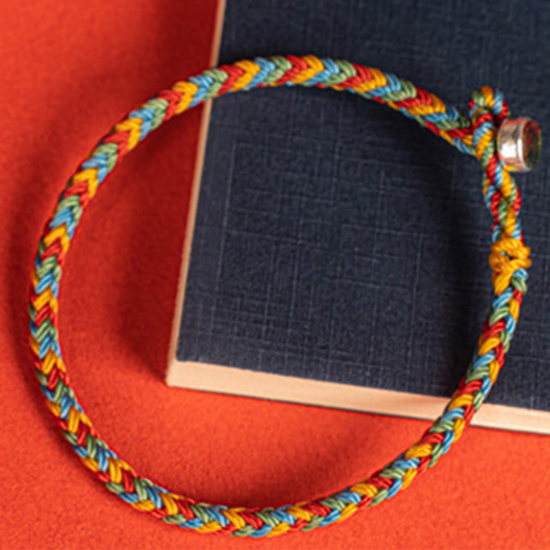 Bransoletka pleciona z kolorowych sznurków z Buddha Stones, 925 srebro próby 925, węzeł pokoju, ośmionitkowa, szczęście - image 5