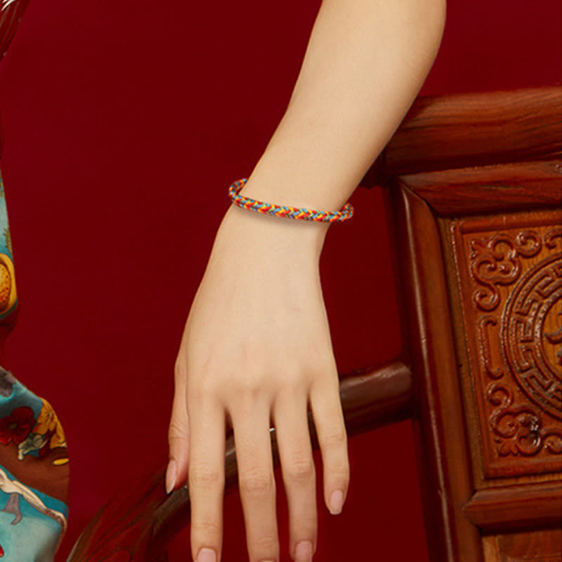 Bransoletka pleciona z kolorowych sznurków z Buddha Stones, 925 srebro próby 925, węzeł pokoju, ośmionitkowa, szczęście - image 12