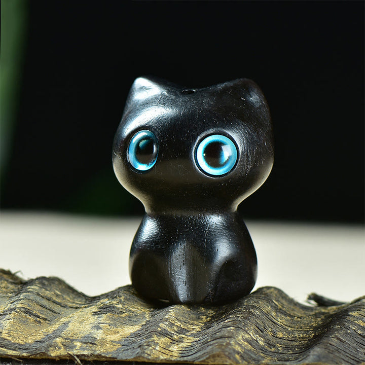 Buddha Stones z drewna hebanowego, małe liście, czerwone drzewo sandałowe, urocze zwierzęta z kotami, spokojna dekoracja - Drewno hebanowe (33*24*21mm) - image 1