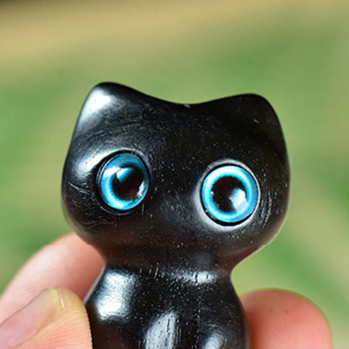 Buddha Stones z drewna hebanowego, małe liście, czerwone drzewo sandałowe, urocze zwierzęta z kotami, spokojna dekoracja - image 3