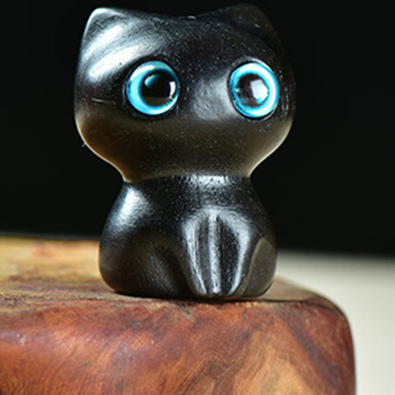 Buddha Stones z drewna hebanowego, małe liście, czerwone drzewo sandałowe, urocze zwierzęta z kotami, spokojna dekoracja - image 2