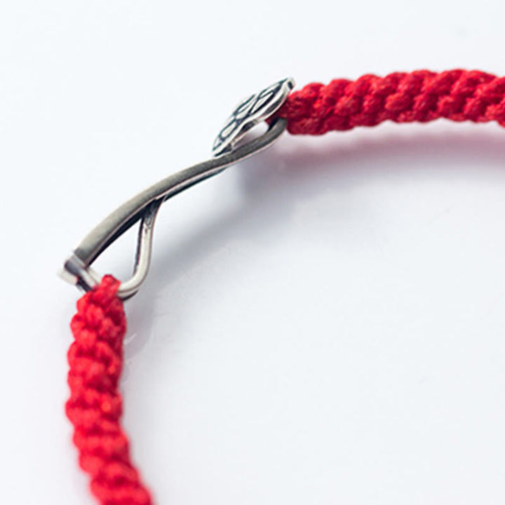 Bransoletka Ruyi As One Wishes z plecionego czerwonego sznurka z Buddha Stones w stylu retro, ze srebra próby 925 - image 9