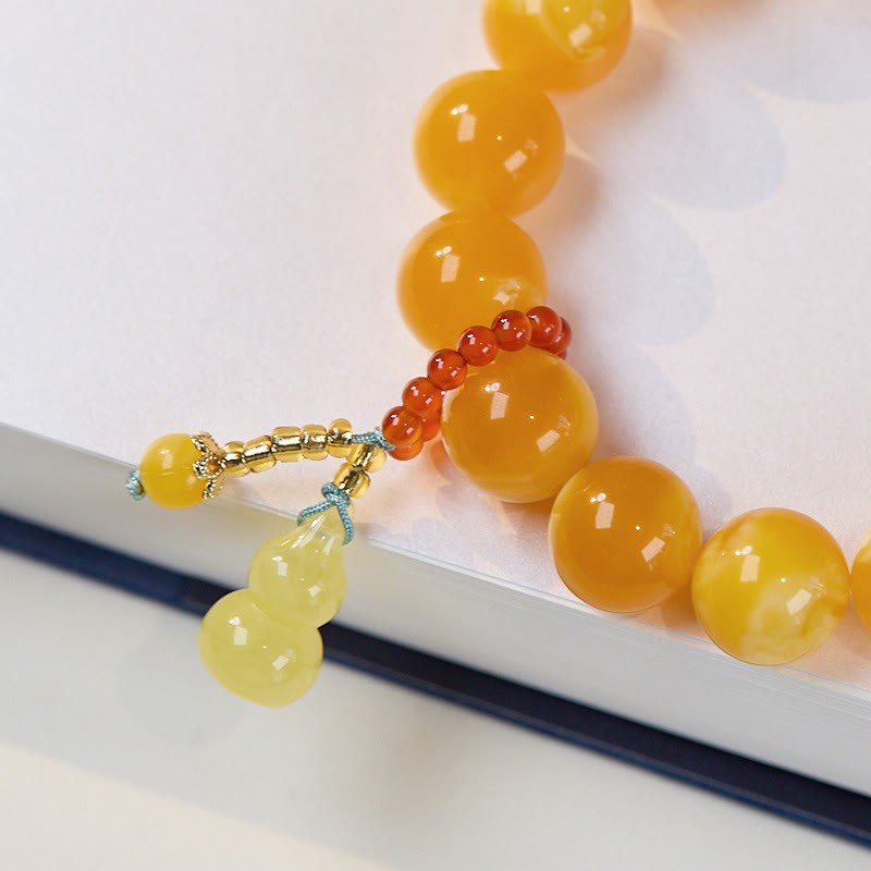 Bransoletka wielowarstwowa z bursztynu i tykwy Buddha Stones dodająca pewności siebie - image 4