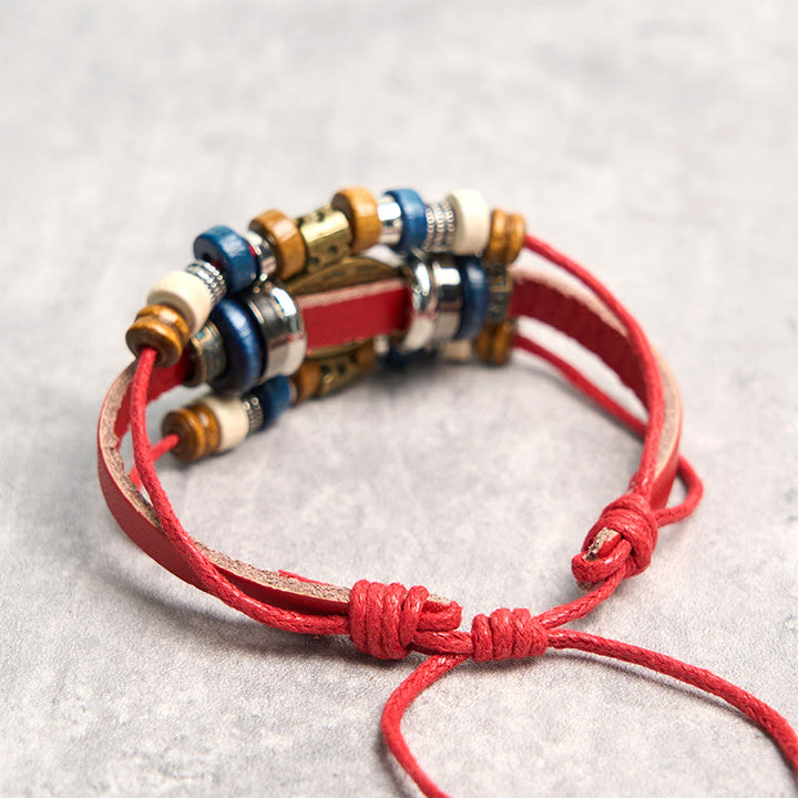 Bransoletka ochronna ze skóry z regulowanym kątem oka Buddha Stones z tybetańskim złym okiem