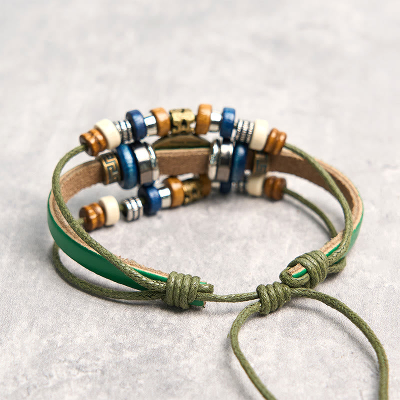 Bransoletka ochronna ze skóry z regulowanym kątem oka Buddha Stones z tybetańskim złym okiem