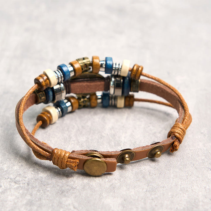 Bransoletka ochronna ze skóry z regulowanym kątem oka Buddha Stones z tybetańskim złym okiem