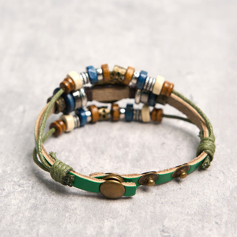 Bransoletka ochronna ze skóry z regulowanym kątem oka Buddha Stones z tybetańskim złym okiem