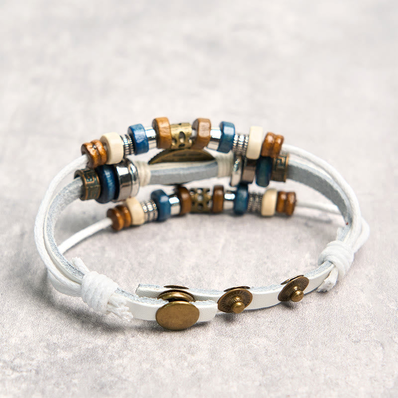 Bransoletka ochronna ze skóry z regulowanym kątem oka Buddha Stones z tybetańskim złym okiem