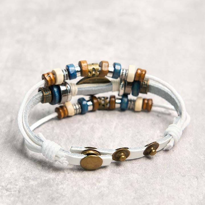 Bransoletka ochronna ze skóry z regulowanym kątem oka Buddha Stones z tybetańskim złym okiem