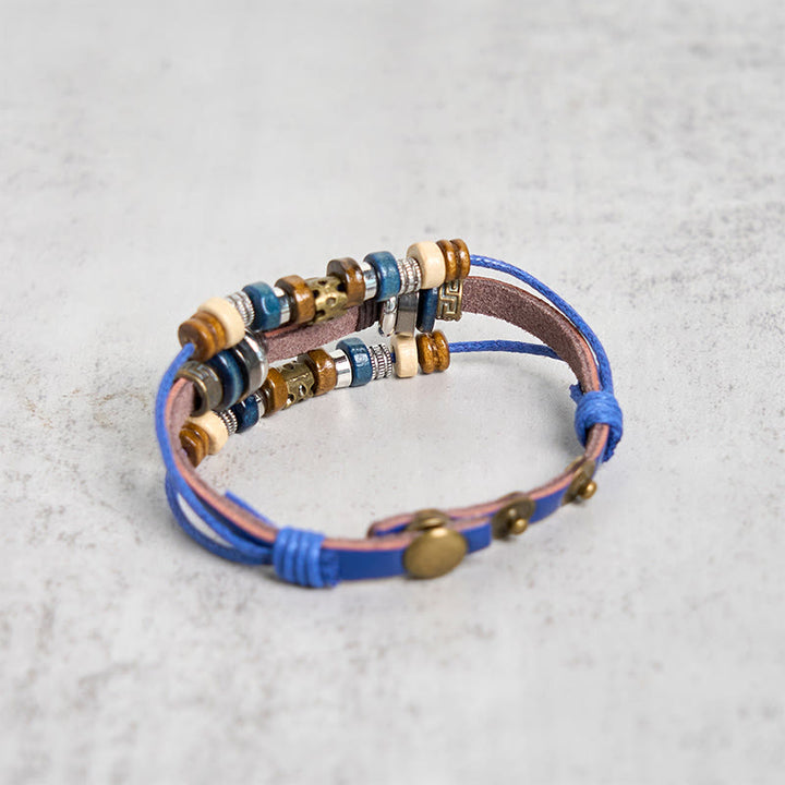 Bransoletka ochronna ze skóry z regulowanym kątem oka Buddha Stones z tybetańskim złym okiem