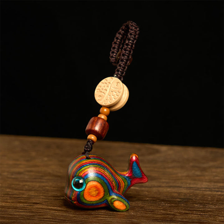 Buddha Stones, tęczowy eukaliptus, delfin, rzeźbiony, pozytywny brelok do telefonu, dekoracja do zawieszenia - Brelok do kluczy - image 1