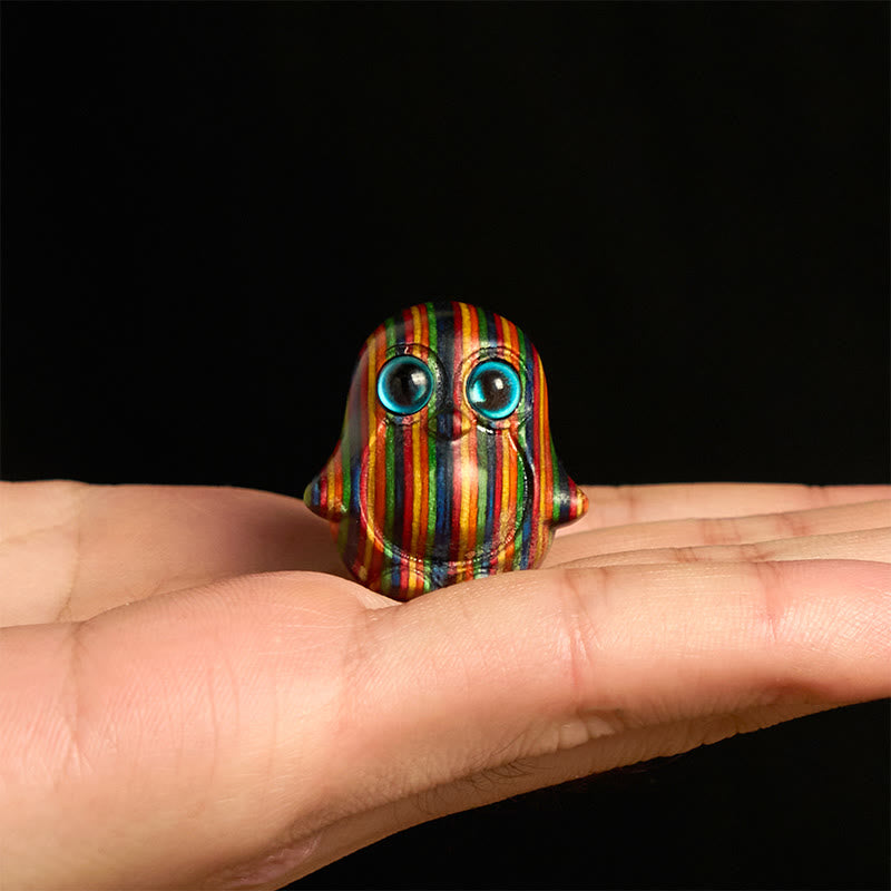 Buddha Stones 2 szt. Mini tęczowe pingwiny eukaliptusowe rzeźbione, kreatywne dekoracje - image 4