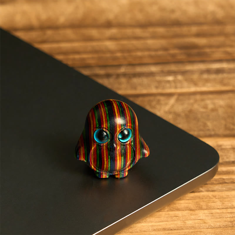 Buddha Stones 2 szt. Mini tęczowe pingwiny eukaliptusowe rzeźbione, kreatywne dekoracje - image 5