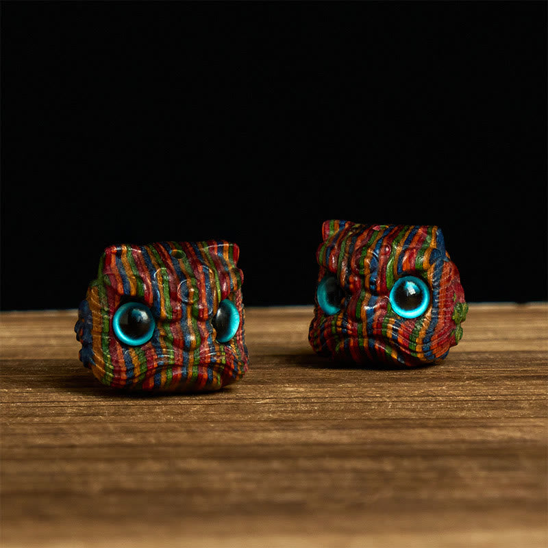 Buddha Stones 2 szt. Mini tęczowe eukaliptusowe tańczące lwy rzeźbione w równowadze - image 2