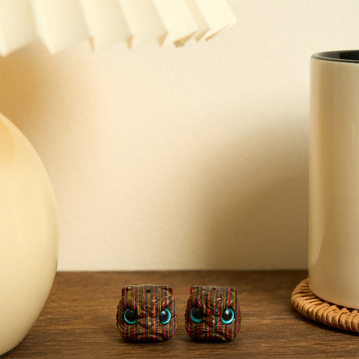 Buddha Stones 2 szt. Mini tęczowe eukaliptusowe tańczące lwy rzeźbione w równowadze - image 6