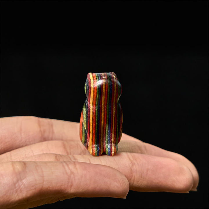 Buddha Stones 2 szt. Mini tęczowe eukaliptusy siedzący kot rzeźbione, redukujące stres - image 7