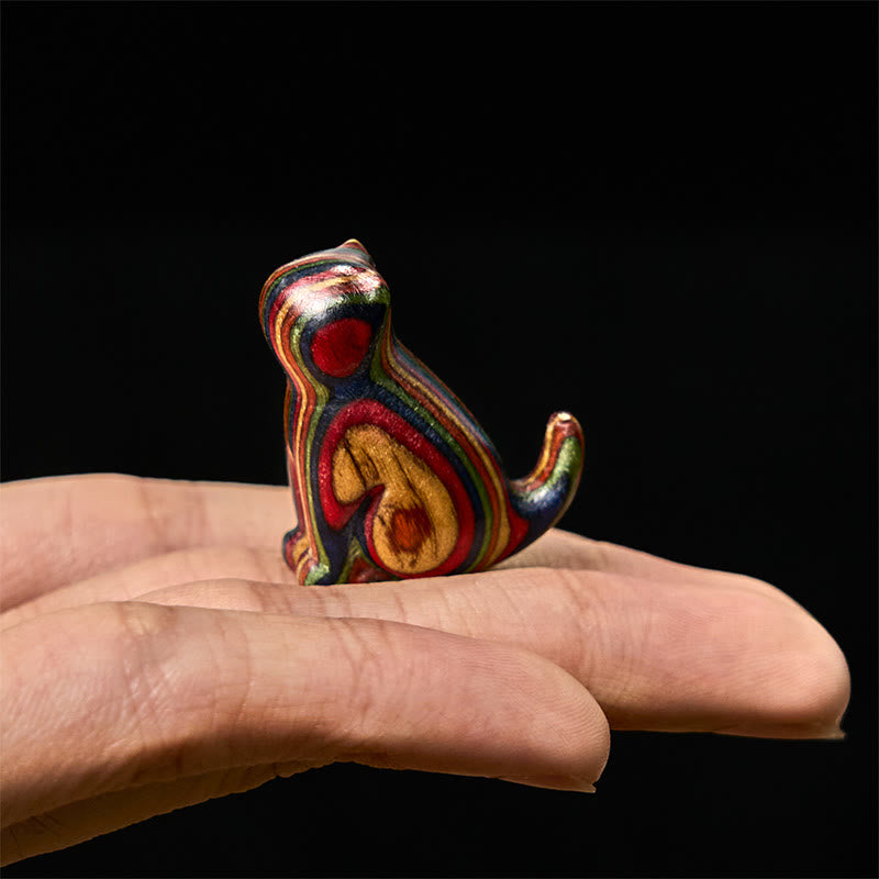 Buddha Stones 2 szt. Mini tęczowe eukaliptusy siedzący kot rzeźbione, redukujące stres - image 9