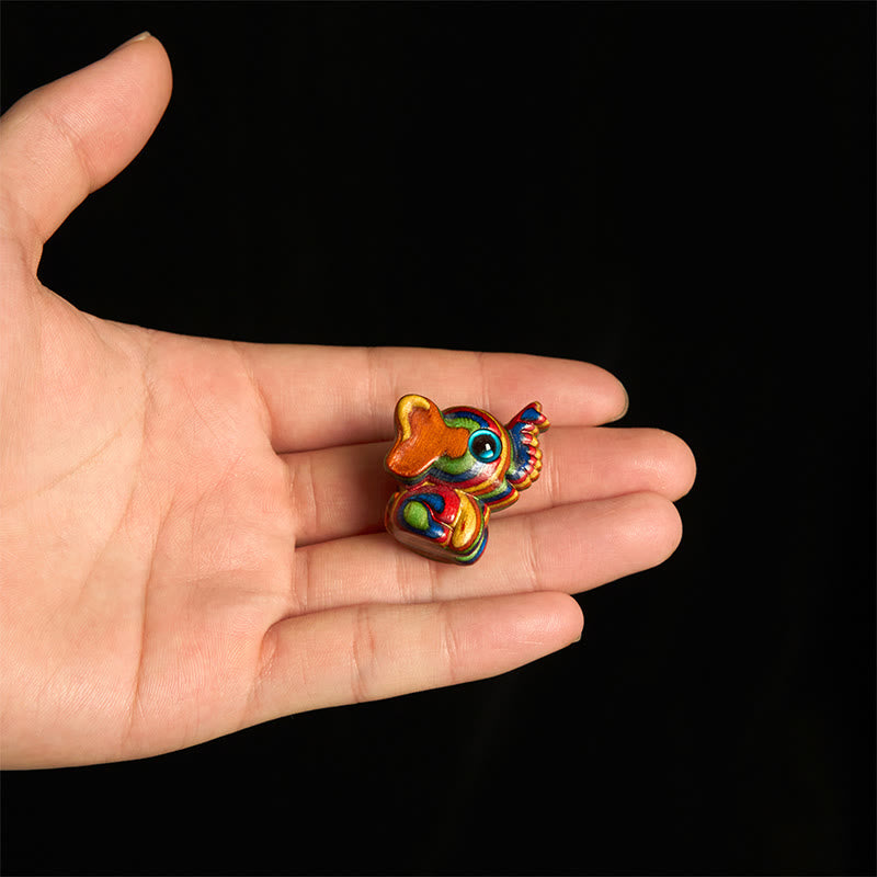 Buddha Stones 2 szt. Mini tęczowe, eukaliptusowe, rzeźbione, słoń, dekoracja o dużej wytrzymałości