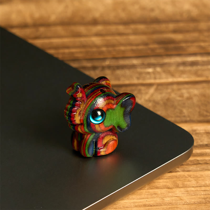 Buddha Stones 2 szt. Mini tęczowe, eukaliptusowe, rzeźbione, słoń, dekoracja o dużej wytrzymałości