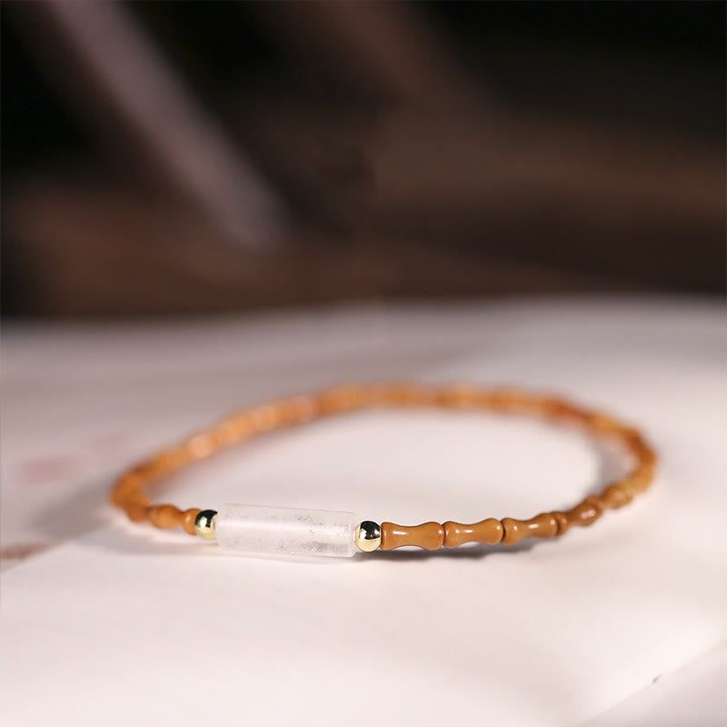 Bransoletka Peace z Buddha Stones z pestek oliwek o ultracienkiej fakturze - Pestka oliwki i biały kryształ (obwód nadgarstka: 14-16 cm) - image 19