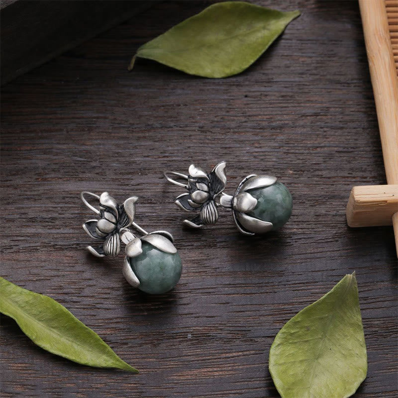 Kolczyki z okrągłymi koralikami Buddha Stones w kształcie lotosu z miedzi, oświecające - image 2