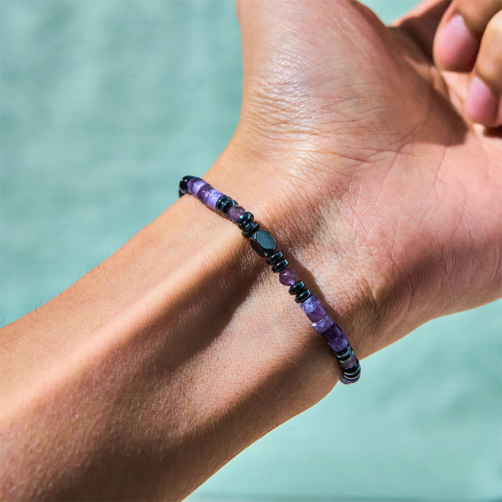 Bransoletka Buddha Stones Ametyst Hematyt Duchowa Świadomość - image 3