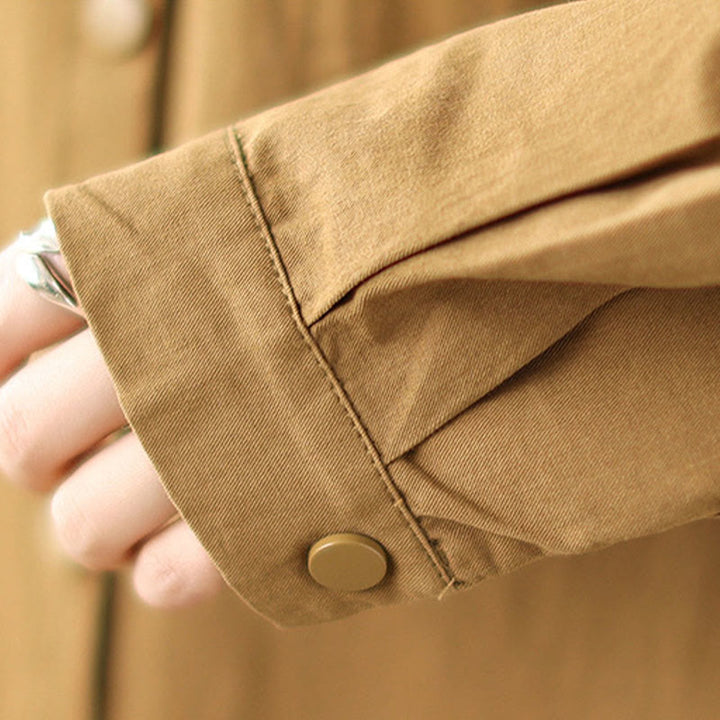 Bluza z kapturem Buddha Stones Casual Commute z ściągaczem, damska, bawełniana, lniana, z kieszeniami - image 15