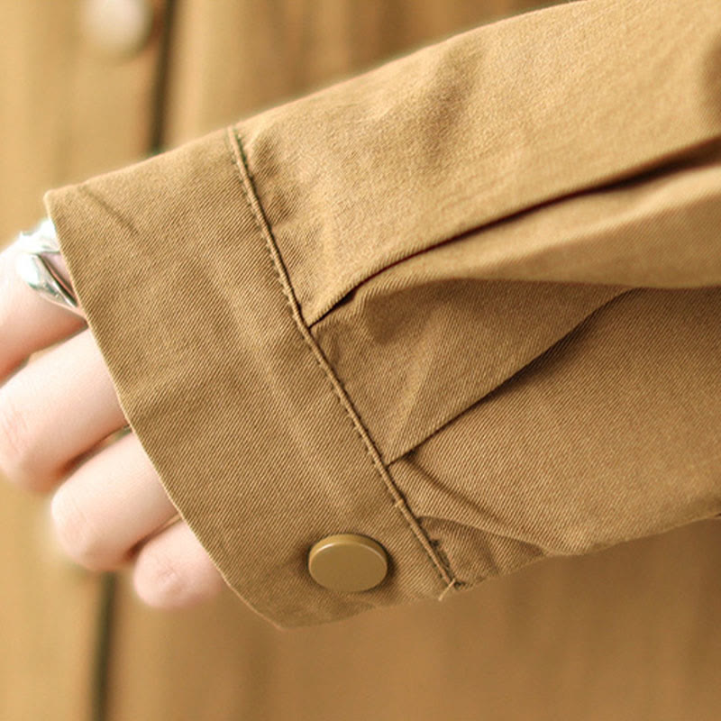 Bluza z kapturem Buddha Stones Casual Commute z ściągaczem, damska, bawełniana, lniana, z kieszeniami - image 15