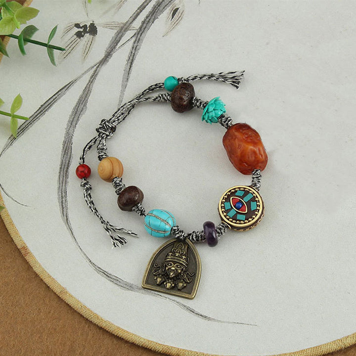 Bransoletka ochronna z liną Zakiram z turkusowym okiem Buddy i lotosem w kształcie Buddha Stones - image 10