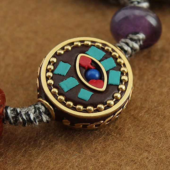 Bransoletka ochronna z liną Zakiram z turkusowym okiem Buddy i lotosem w kształcie Buddha Stones - image 13