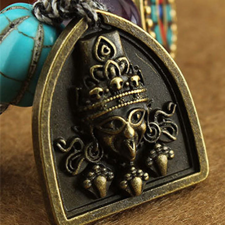 Bransoletka ochronna z liną Zakiram z turkusowym okiem Buddy i lotosem w kształcie Buddha Stones - image 11