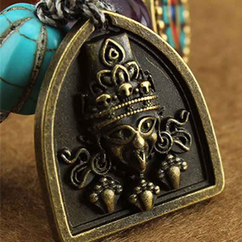 Bransoletka ochronna z liną Zakiram z turkusowym okiem Buddy i lotosem w kształcie Buddha Stones - image 11