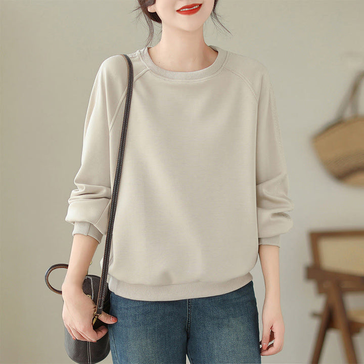 Bluza damska z okrągłym dekoltem i bawełnianym kapturem "Buddha Stones Fall"  - AntiqueWhite - US14, UK/AU18, EU46 (2XL) - image 1