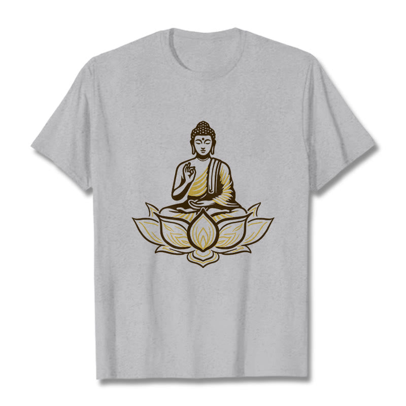 Koszulka z Buddha Stones Budda Medytujący w Lotosie - Jasnoszary - 2XL - image 20
