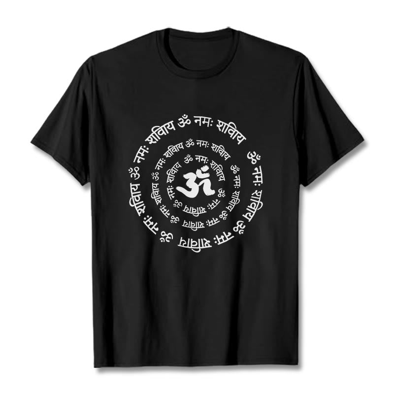 Koszulka bawełniana z motywem OM i sanskryckimi mantrami z kamieniami Buddha Stones - Czarny - 2XL - image 7