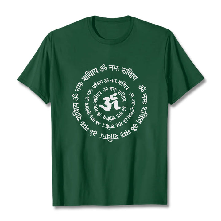Koszulka bawełniana z motywem OM i sanskryckimi mantrami z kamieniami Buddha Stones - ForestGreen - 2XL - image 1